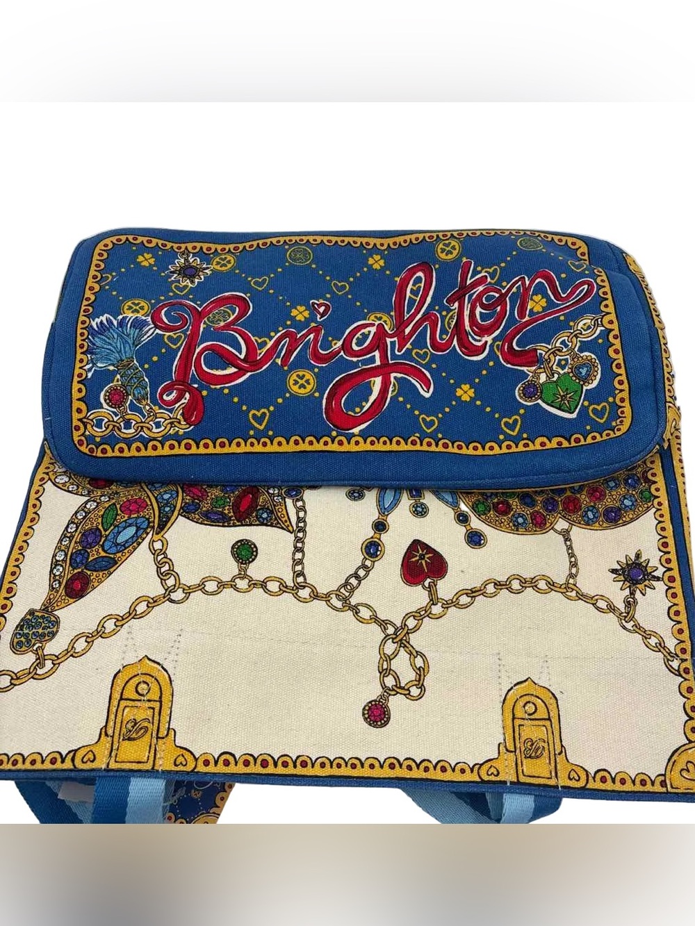 Brighton XL Tote LOVE Glittering Jewels & Hearts Travel Foldable Wide Straps - Picture 7 of 12